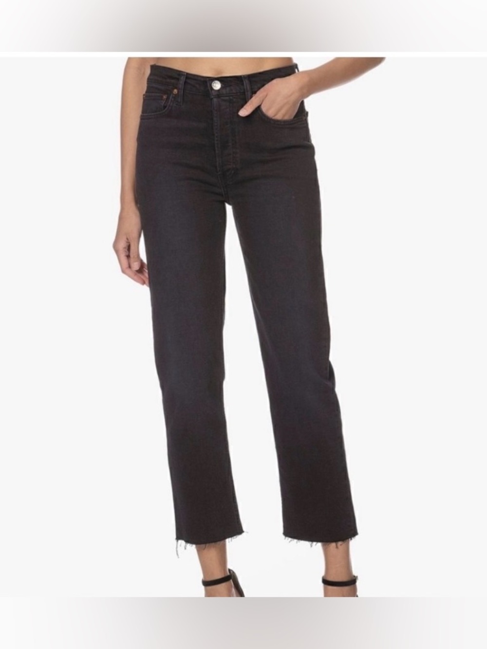 Re done High-Rise raw hem-Straight Jeans - faded Black 26